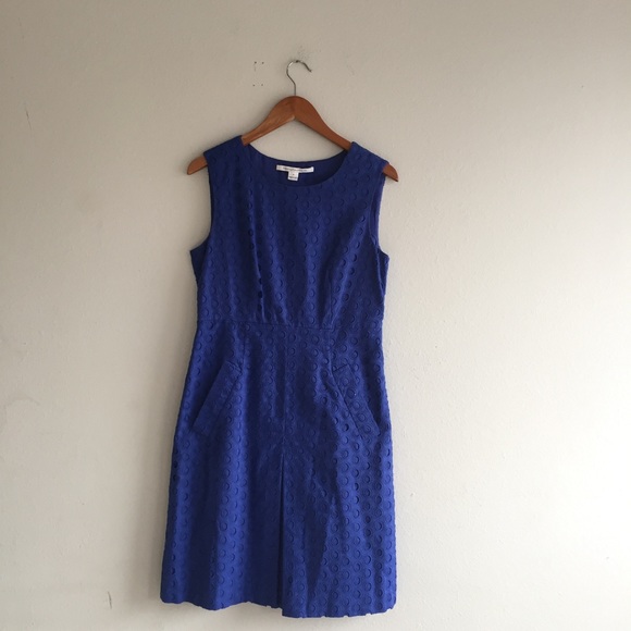 DVF Carpreena Ring Stitch Dress in blue size 8 - Picture 3 of 7